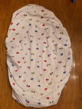 Gerber White Pajama Sheet with Red Blue and Green Car Print